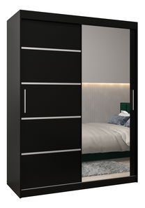Šatní skříň 180 cm se zrcadlem Verika 2 180 (černá)