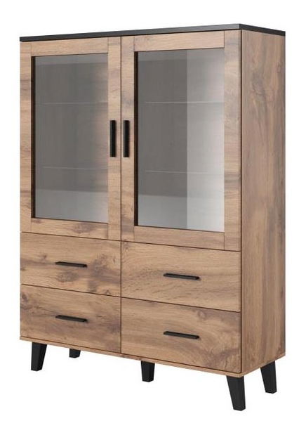 Vitrína Lester (černá + dub wotan)