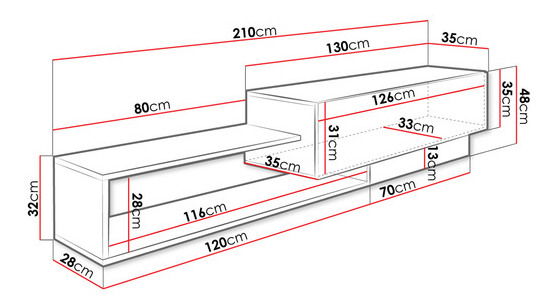 Univerzální TV stolek Karidor (dub wotan + černá)