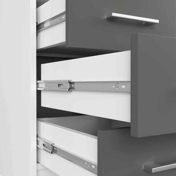 PC stůl Asegura (bílá + grafit)