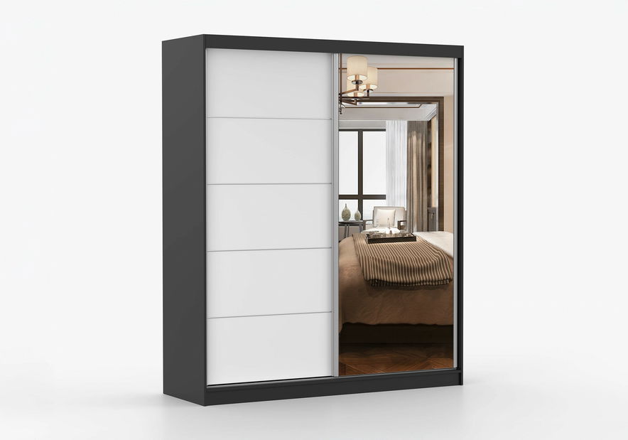 Šatní skříň Beyla 03 (černá + bílá)