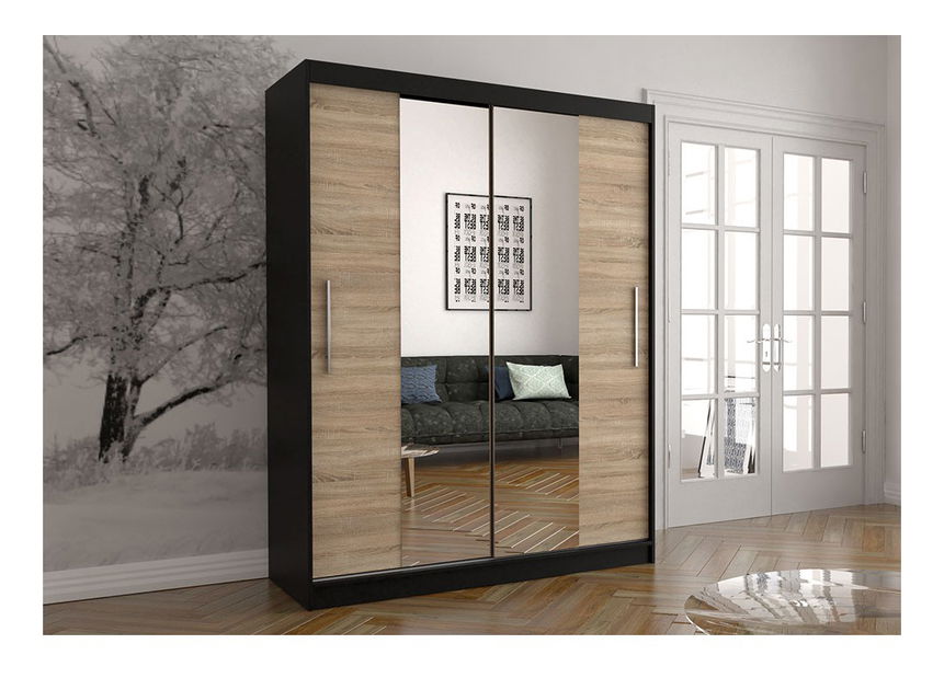 Šatní skříň Viola 01 (černá + dub sonoma)