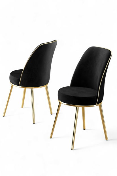 Set 2 ks. jídelních židlí Pufenda (černá + zlatá)