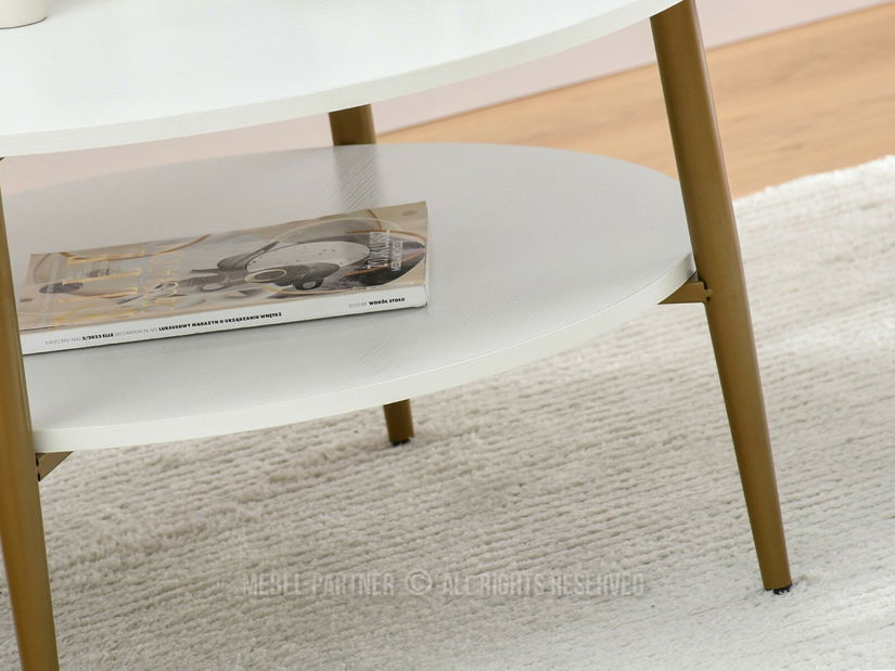 Konferenční stolek Randolf Xl (bílé dřevo + zlatá)