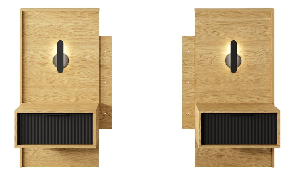 Set 2 ks nočních stolků Balneo (dub baltic + černá)