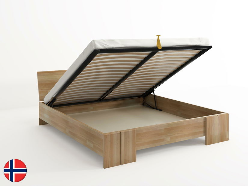 Manželská postel 140 cm Naturlig Galember Maxi ST (buk) (s roštem a úl. prostorem)