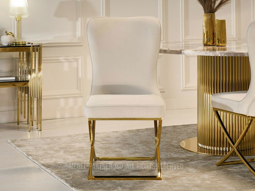 Jídelní židle Norsar (béžová + zlatá)