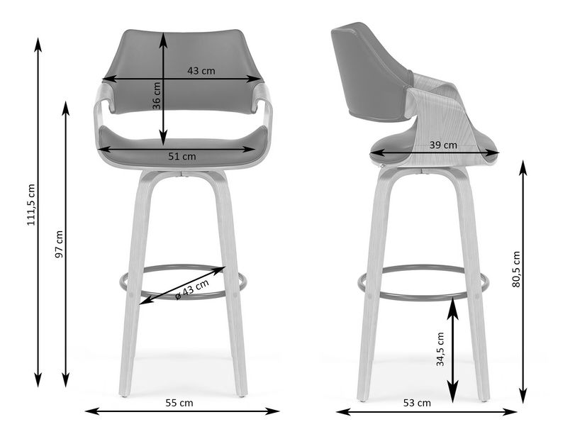Barová židle Rolenzono H75 (černá)