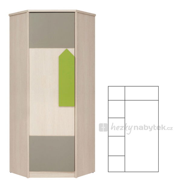 Rohová šatní skříň BRW Strzalka SZFN1D/20/8