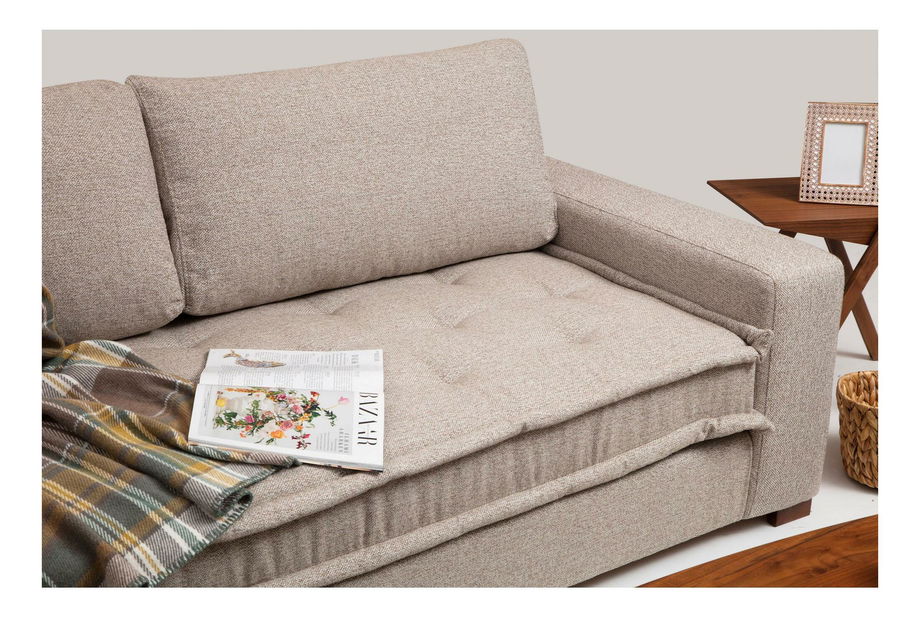 Rohová sedačka Lenusena (L) (pískově béžová)