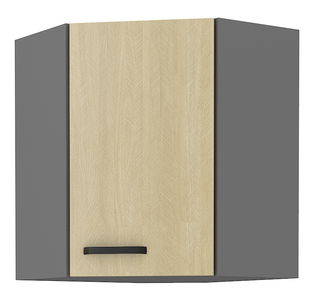 Rohová Horní kuchyňská skříňka Scarmi 58x58 GN-72 1F (Antracit + Herringbone scandi)