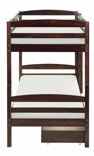 Patrová postel 90 cm Reggeton (tmavé dřevo) (s roštem a úložným prostorem)