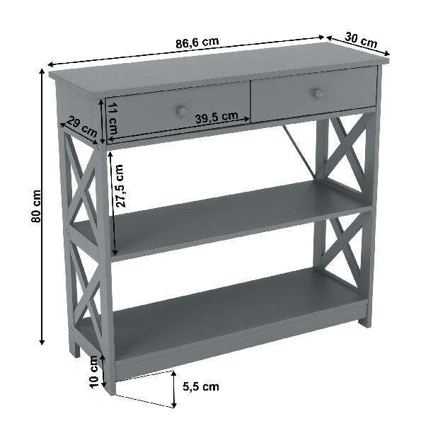 Konzolový stolek Meyer (šedá)