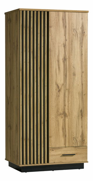 Šatní skříň typ LA1 Laticia (matná černá + dub wotan)