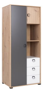 Šatní skříň Kevyt 2 (dub artisan + bílá + grafit)