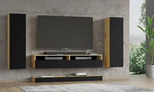 Obývací stěna Dual C (černá + dub artisan)