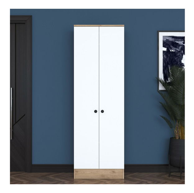 Šatní skříň Bivake 1 (bílá + ořech)