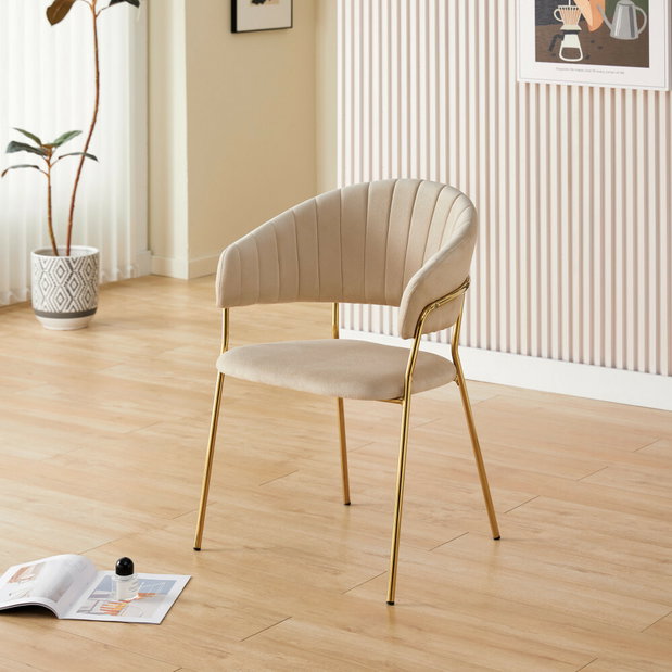 Designové jídelní křeslo Dasmin 1 New (béžová + zlatá)