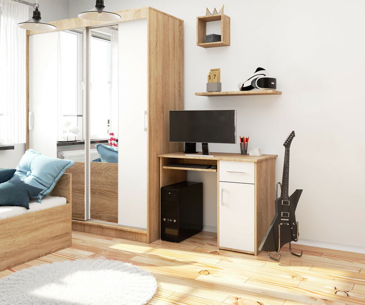 PC stolek Padma (dub sonoma + bílá)