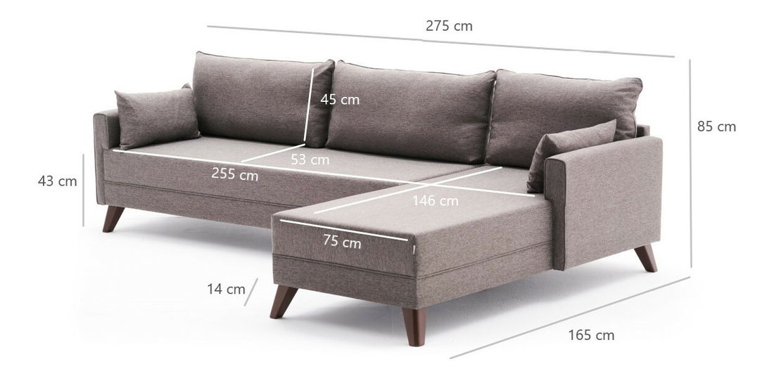 Rozkládací pohovka Bellina 1 (hnědá) (P)