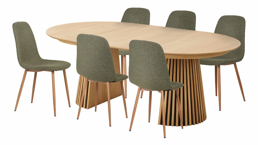Jídelní set Odoria (dub + tmavě zelená)