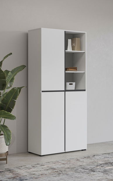 Policová skříň Crossroad H W88 (bílá + černá)