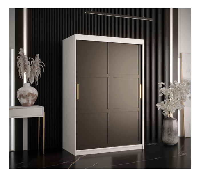 Šatní skříň Riven 1 120 (bílá matná + černá matná)