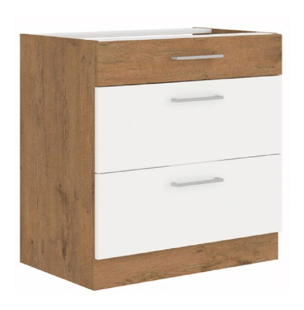 Dolní kuchyňská skříňka 80 D 3S BB Velaga (lesk bílý + dub lancelot)