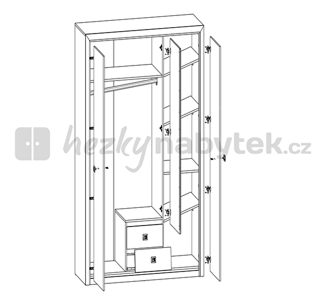 Šatní skříň BRW Koen SZF3D2S
