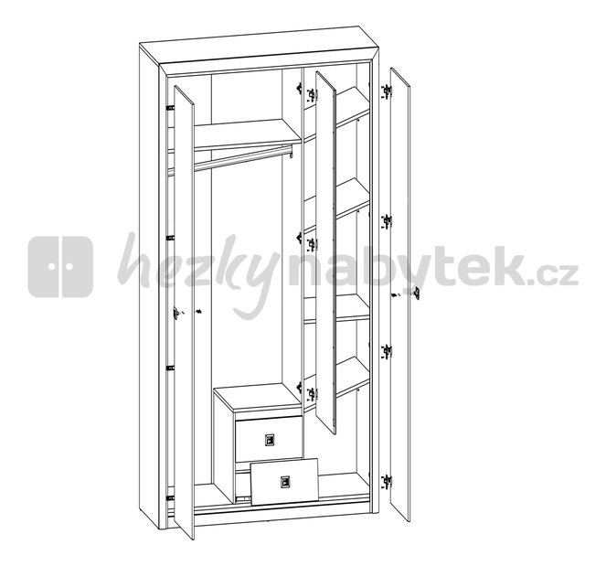Šatní skříň BRW Koen SZF3D2S