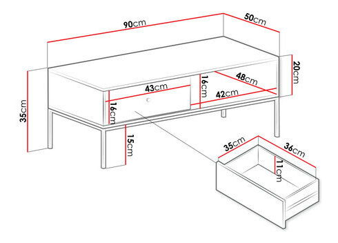 Konferenční stolek Tezarta 1SZ (světle šedá + černá) *bazar