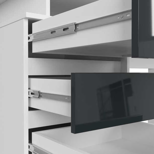 PC stolek Bronte (bílá + lesk grafit)