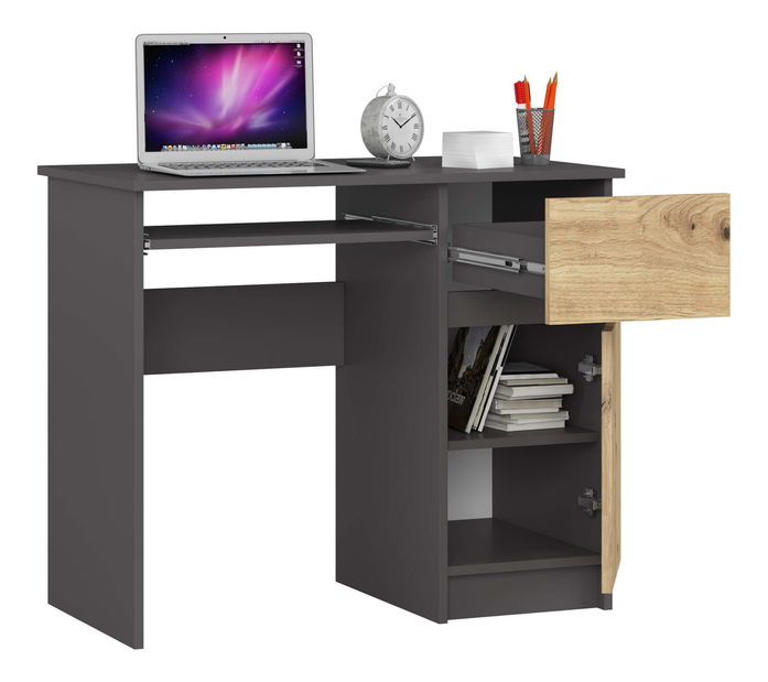 PC stolek Bhaskar (šedá + dub artisan) (P)