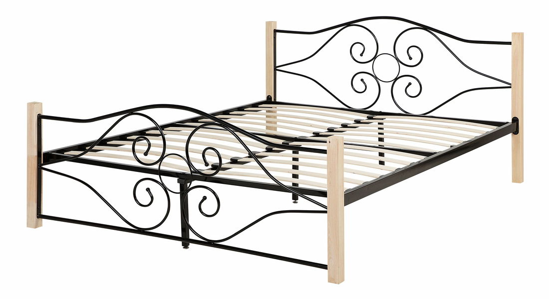 Manželská postel 160 cm FLANGE (s roštem) (černá)