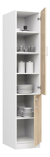 Potravinová kuchyňská skříň Lula S40 (bílá + dub sonoma)
