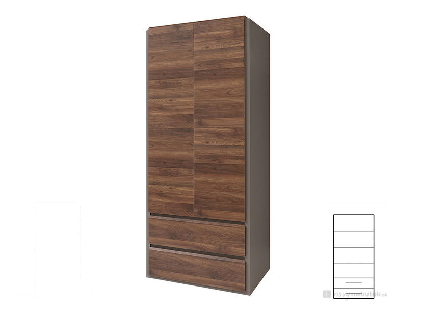 Šatní skříň BRW Author SZF2D2S/20/9 (Láva + Ořech Columbia)