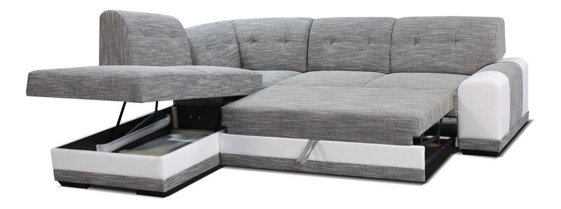 Rohová sedací souprava Bella Lux L+2F (šedá + bílá) (L)