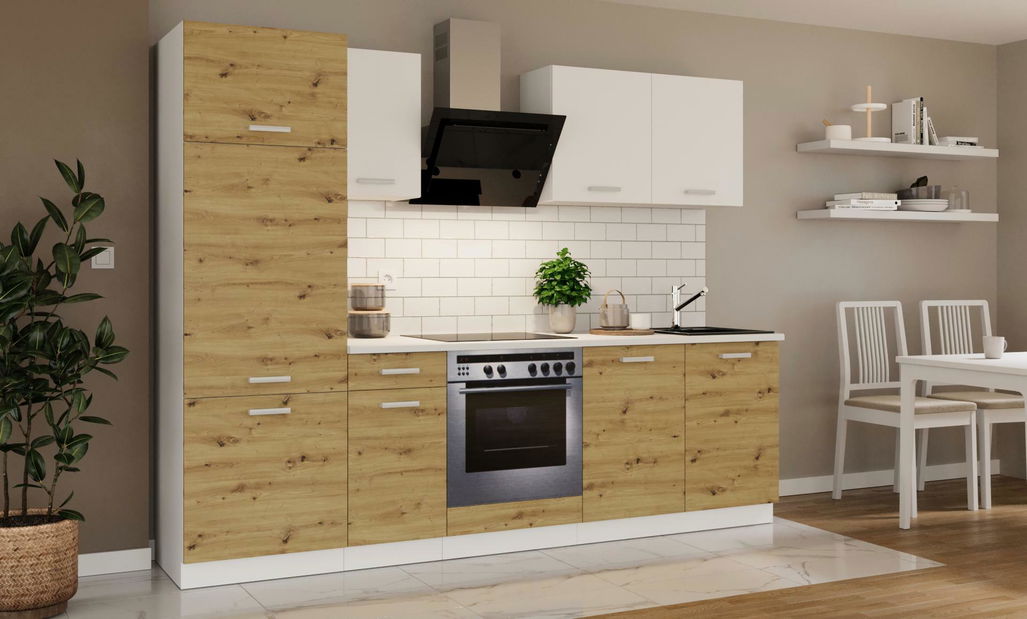 Kuchyňská linka 260 cm Tonislav Artisan Bílá 260 (dub artisan + bílá)