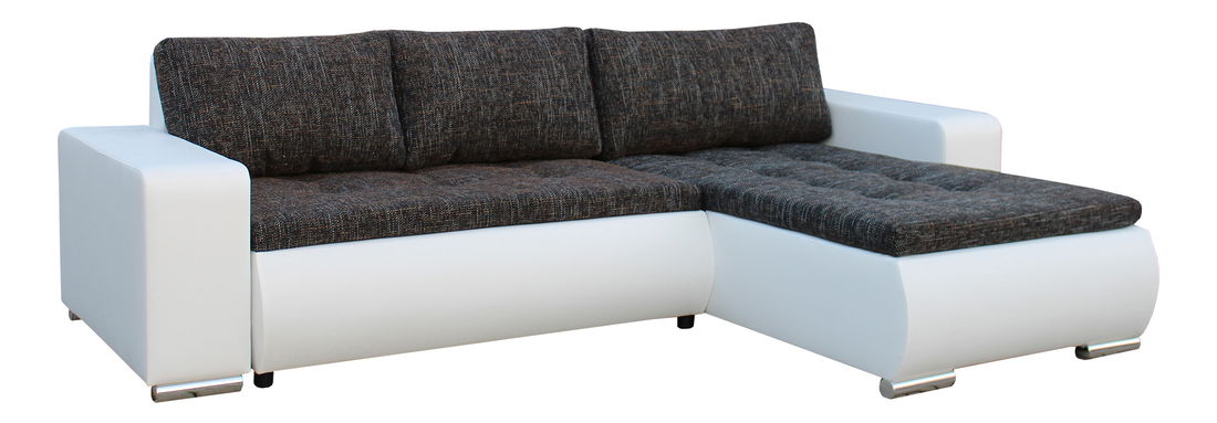 Rohová sedací souprava Solo L (tmavě šedá + bílá) (P)