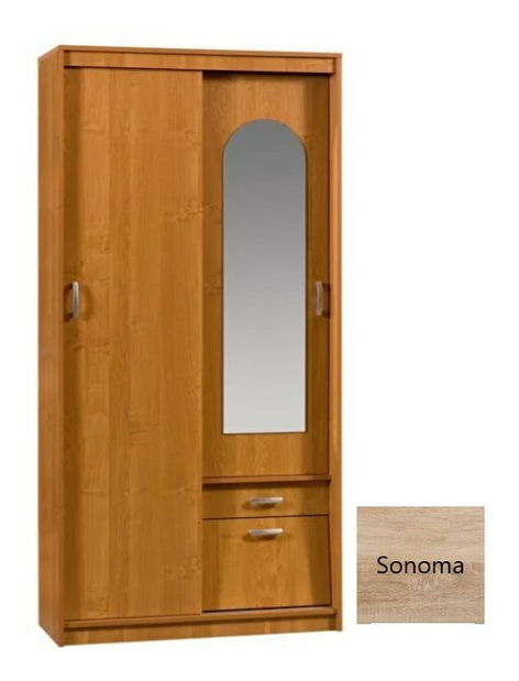 Šatní skříň Alfonzo 3 (se zrcadlem) (sonoma) *výprodej