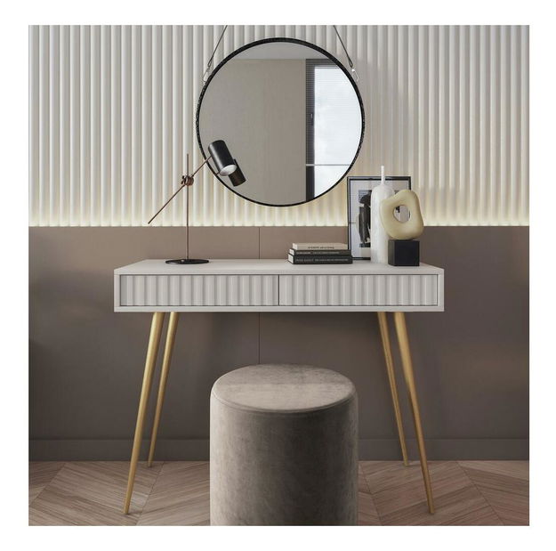 Toaletní stolek Biel B4 (bílá + zlatá)