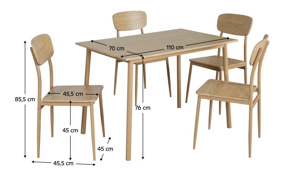 Jídelní set Lenin (dub přírodní) (pro 4 osoby)