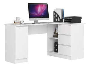 Rohový PC stolek Bevin (bílá) (P)