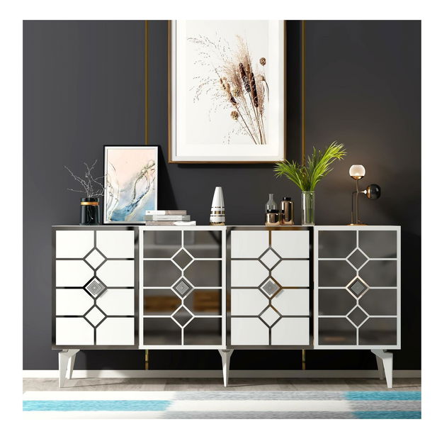 Skříňka Kavesi 1 (bílá + stříbrná)