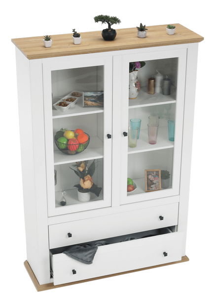 Vitrína Leoras MZ5 (bílá + dub grand)