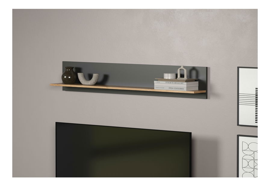 Nástěnná police Esferas (grafit + dub evoke)