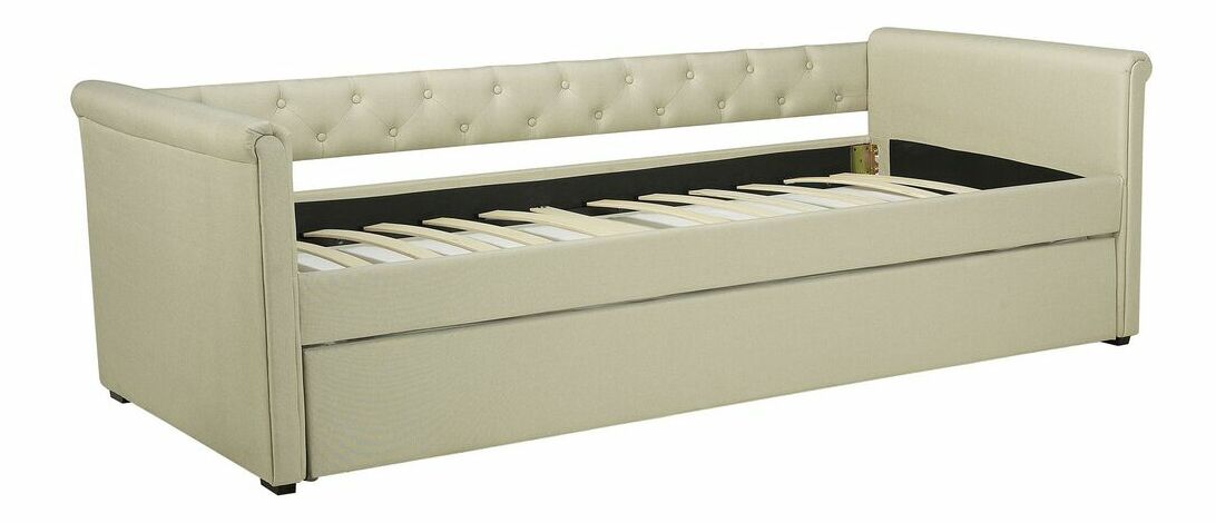 Rozkládací postel 80 cm LISABON (s roštem) (béžová)