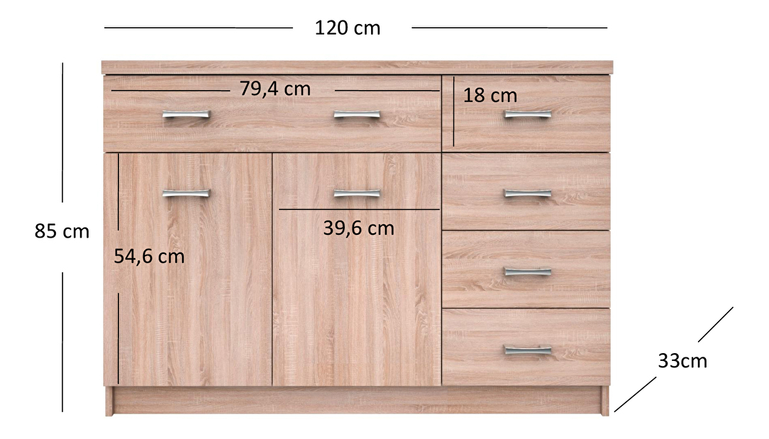 Komoda Tianna 2d5s (dub sonoma)