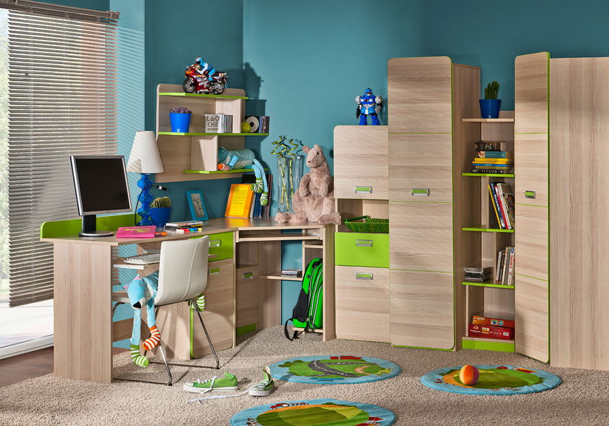 Rozkládací postel 80 cm Echo L16 zelená (se dvěma matracíi a rošty)