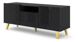 TV stolek/skříňka Dintanna 145 (černá + lesk černý)